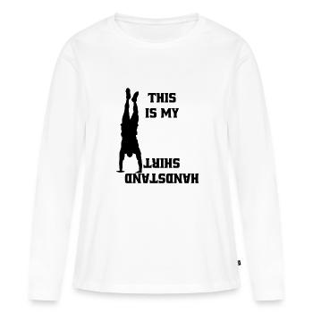 Handstand Turner Sportlehrer Gymnastik Bodenturnen - Frauen Premium Bio Langarmshirt - Weiß - Vorne - Julia (174cm)