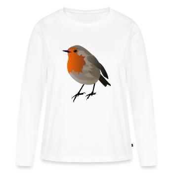 rouge-gorge - T-shirt manches longues Premium bio Femme - blanc - Devant - Julia (174cm)