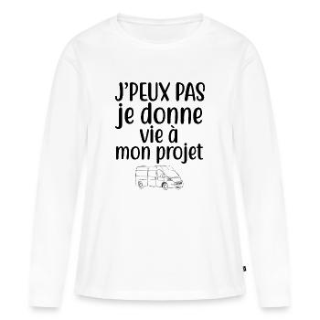 cadeau van aménagé fourgon aménagé camping car - T-shirt manches longues Premium bio Femme - blanc - Devant - Julia (174cm)