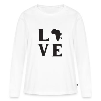 Aimer l’Afrique - T-shirt manches longues Premium bio Femme - blanc - Devant - Julia (174cm)