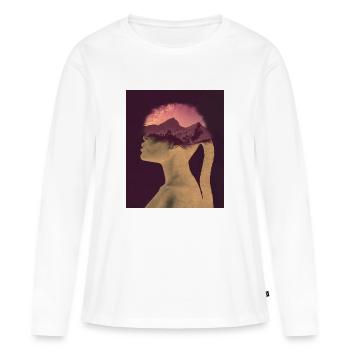 Femmes Art Double Exposition - T-shirt manches longues Premium bio Femme - blanc - Devant - Julia (174cm)