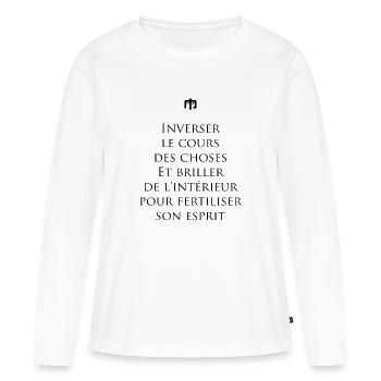 inverser - T-shirt manches longues Premium bio Femme - blanc - Devant - Julia (174cm)
