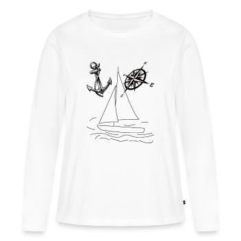 Dériveur à voile aquatique - T-shirt manches longues Premium bio Femme - blanc - Devant - Julia (174cm)