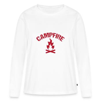 Feu de camp - T-shirt manches longues Premium bio Femme - blanc - Devant - Julia (174cm)