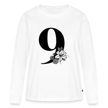 Numéro 9 - T-shirt manches longues Premium bio Femme - blanc - Devant - Julia (174cm)