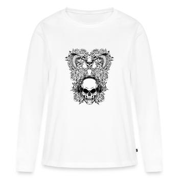 Crâne Humain écoutant la Musique - vipère et rsoes - T-shirt manches longues Premium bio Femme - blanc - Devant - Julia (174cm)