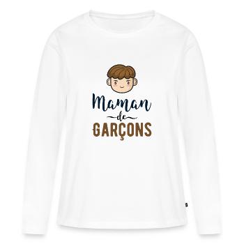 Mama von Jungen Geschenk Mutter Muttertag - Frauen Premium Bio Langarmshirt - Weiß - Vorne - Julia (174cm)