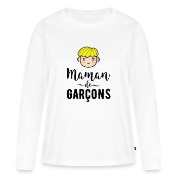 Mama von Jungen Geschenk Mutter Muttertag - Frauen Premium Bio Langarmshirt - Weiß - Vorne - Julia (174cm)