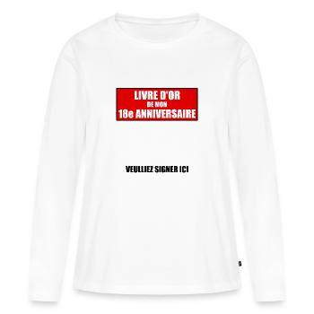 Livre d’or cadeau de 18e anniversaire de l’âge légal - T-shirt manches longues Premium bio Femme - blanc - Devant - Julia (174cm)