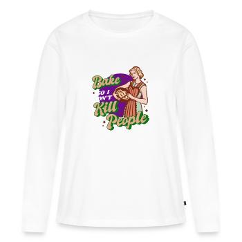 Drôle ironique cuisson motif boulanger - T-shirt manches longues Premium bio Femme - blanc - Devant - Julia (174cm)