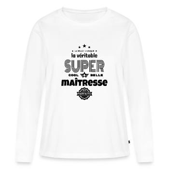 super maîtresse 100% parfaite t-shirt humour - T-shirt manches longues Premium bio Femme - blanc - Devant - Julia (174cm)