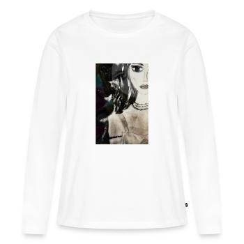 Woman with 3 necklaces - Women's Premium Organic Long Sleeve Shirt - white - Front - Julia (174cm)