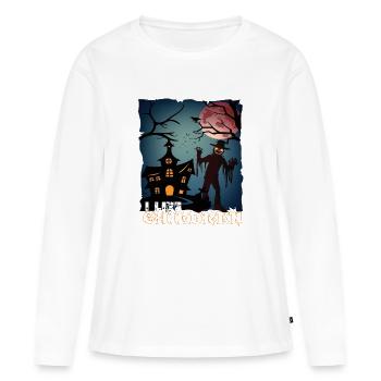 Happy Halloween Grusel Monster Spuk Horror Schreck - Frauen Premium Bio Langarmshirt - Weiß - Vorne - Julia (174cm)