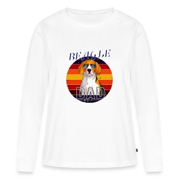 Beagle Dad Retro Dog Lover Dad Ever Beagle Father - T-shirt manches longues Premium bio Femme - blanc - Devant - Julia (174cm)