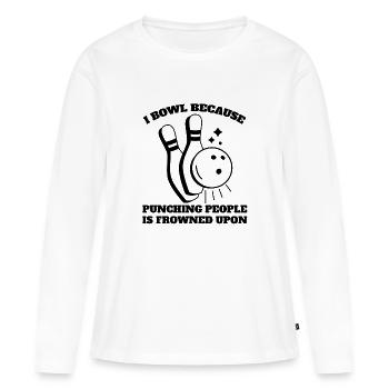 Cadeau de bowling Skittles Bowler Boule de bowling Skittles - T-shirt manches longues Premium bio Femme - blanc - Devant - Julia (174cm)