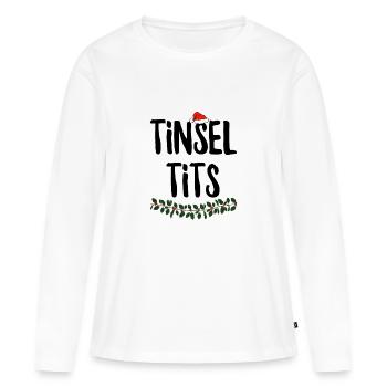 Mésanges de guirlande - T-shirt manches longues Premium bio Femme - blanc - Devant - Julia (174cm)