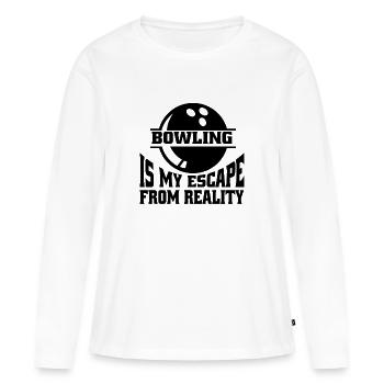 Bowling Bowler Skittles Boule de bowling Skittles Cadeau - T-shirt manches longues Premium bio Femme - blanc - Devant - Julia (174cm)
