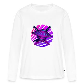 Samouraï Monster Sword violet - T-shirt manches longues Premium bio Femme - blanc - Devant - Julia (174cm)