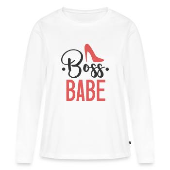 Boss babe - T-shirt manches longues Premium bio Femme - blanc - Devant - Julia (174cm)