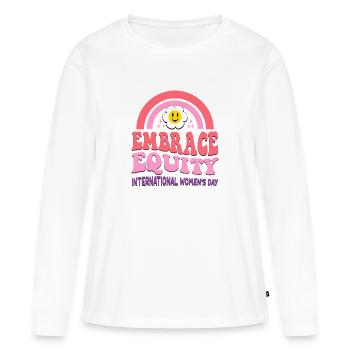 March 8 International Womens Day Embrace Equity - Women's Premium Organic Long Sleeve Shirt - white - Front - Julia (174cm)