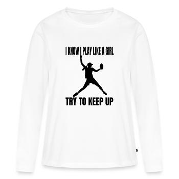 Baseball Joueur de baseball Baseballer Équipe de baseball - T-shirt manches longues Premium bio Femme - blanc - Devant - Julia (174cm)