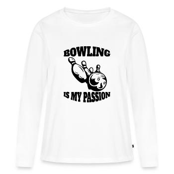 Club de bowling Bowling Bowling Club de bowling - T-shirt manches longues Premium bio Femme - blanc - Devant - Julia (174cm)