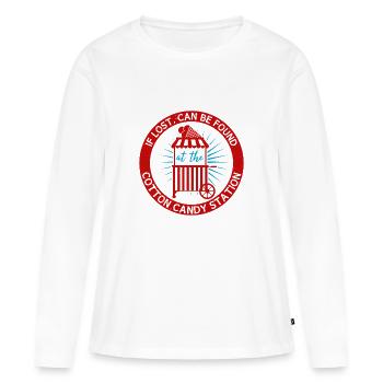 BEI VERLUST KANN AN DER ZUCKERWATTESTATION GEFUNDEN WERDEN - Frauen Premium Bio Langarmshirt - Weiß - Vorne - Julia (174cm)