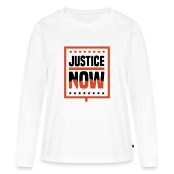 JUSTICE MAINTENANT - T-shirt manches longues Premium bio Femme - blanc - Devant - Julia (174cm)