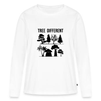 Arbre différent - soyez différent - soyez vous-même - T-shirt manches longues Premium bio Femme - blanc - Devant - Julia (174cm)