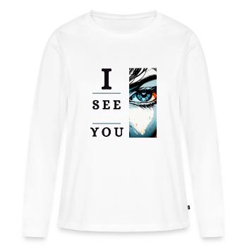 I see you geheimnissvolles Comic-Auge, feminin, - Frauen Premium Bio Langarmshirt - Weiß - Vorne - Julia (174cm)
