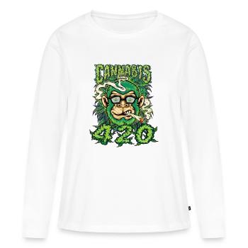 MARIHUANA 420 CANNABIS WEED HANF SMOKER DESIGN - Frauen Premium Bio Langarmshirt - Weiß - Vorne - Julia (174cm)