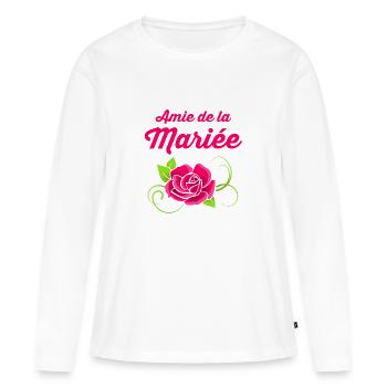 Freundin der Braut Geschenk Rose romantisch - Frauen Premium Bio Langarmshirt - Weiß - Vorne - Julia (174cm)