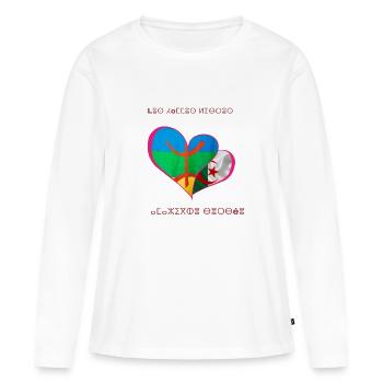 kabyle T-shirt graffiti Le Printemps berbère - T-shirt manches longues Premium bio Femme - blanc - Devant - Julia (174cm)