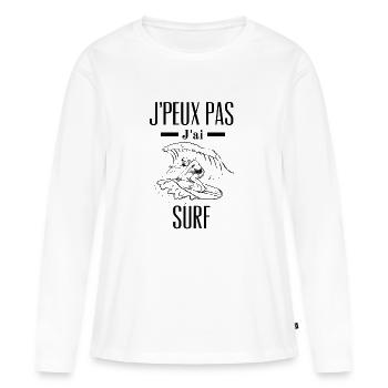 J'peux pas j'ai surf - surfeuse - humour - sport - T-shirt manches longues Premium bio Femme - blanc - Devant - Julia (174cm)