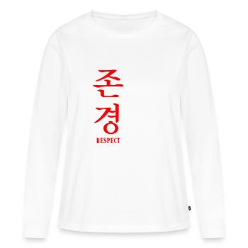Respect en coréen - T-shirt manches longues Premium bio Femme - blanc - Devant - Julia (174cm)