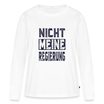 Nicht Meine Regierung - Protest Demo Shirt - Frauen Premium Bio Langarmshirt - Weiß - Vorne - Julia (174cm)