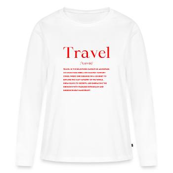 Définition du voyage - T-shirt manches longues Premium bio Femme - blanc - Devant - Julia (174cm)