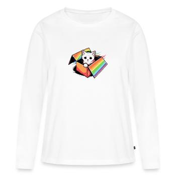 Mignon chat Pet Lover Rainbow LGBT Community Pride - T-shirt manches longues Premium bio Femme - blanc - Devant - Julia (174cm)