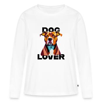 Amant des chiens American Stafford - T-shirt manches longues Premium bio Femme - blanc - Devant - Julia (174cm)