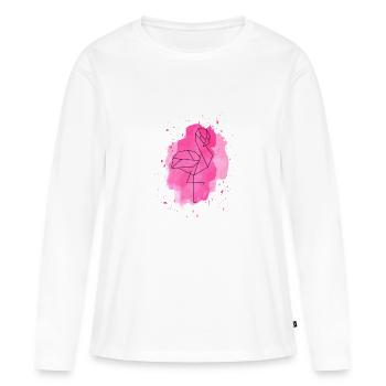 Flamingo splash - Frauen Premium Bio Langarmshirt - Weiß - Vorne - Julia (174cm)