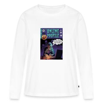 Retro Horror Comic - Das Online-Profil - Frauen Premium Bio Langarmshirt - Weiß - Vorne - Julia (174cm)