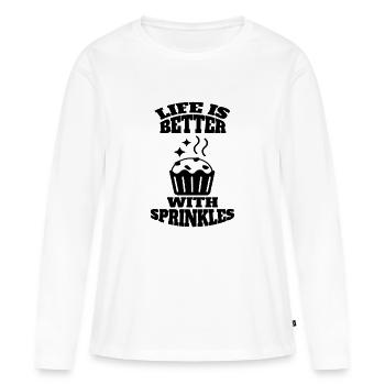 Confiserie Boulanger Boulangerie Confiserie Boulangerie - T-shirt manches longues Premium bio Femme - blanc - Devant - Julia (174cm)