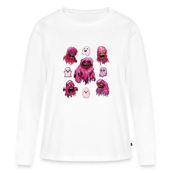Fantômes roses effrayants et mignons - T-shirt manches longues Premium bio Femme - blanc - Devant - Julia (174cm)