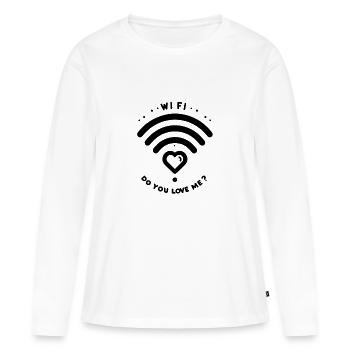 WIFI Tu m’aimes ? - T-shirt manches longues Premium bio Femme - blanc - Devant - Julia (174cm)