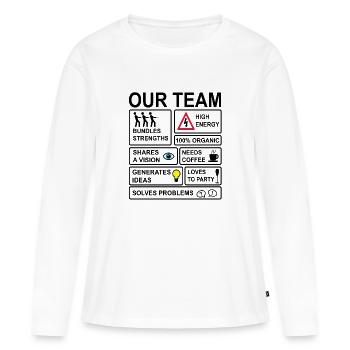 Équipe - T-shirt manches longues Premium bio Femme - blanc - Devant - Julia (174cm)