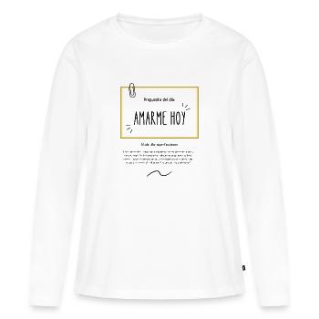 Message d’amour de soi - Motivation - T-shirt manches longues Premium bio Femme - blanc - Devant - Julia (174cm)