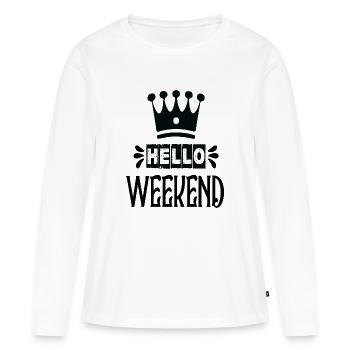 Hello Weekend - Frauen Premium Bio Langarmshirt - Weiß - Vorne - Julia (174cm)