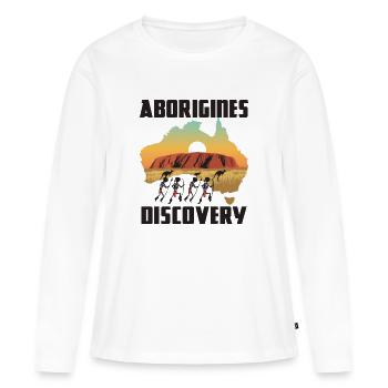 Découverte autochtone - T-shirt manches longues Premium bio Femme - blanc - Devant - Julia (174cm)