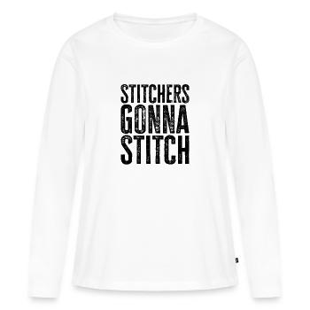 Sticker gehen zum Stitchen - Weihnachts- und Geburtstagsgeschenk - Frauen Premium Bio Langarmshirt - Weiß - Vorne - Julia (174cm)
