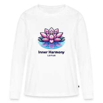Inner Harmony Lotus - Eau sereine et design de fleurs - T-shirt manches longues Premium bio Femme - blanc - Devant - Julia (174cm)